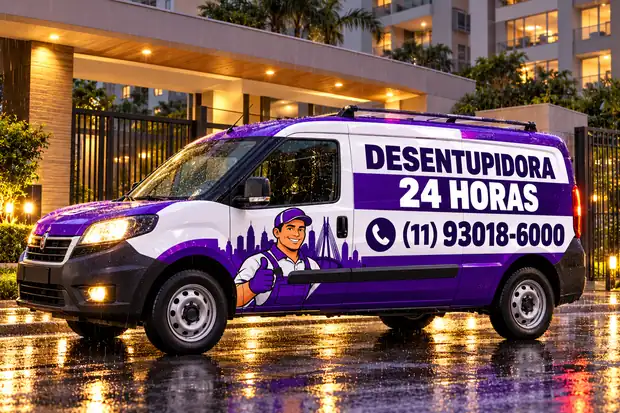 Desentupidora 24 horas em atendimento de emergência em São Paulo à noite e na chuva